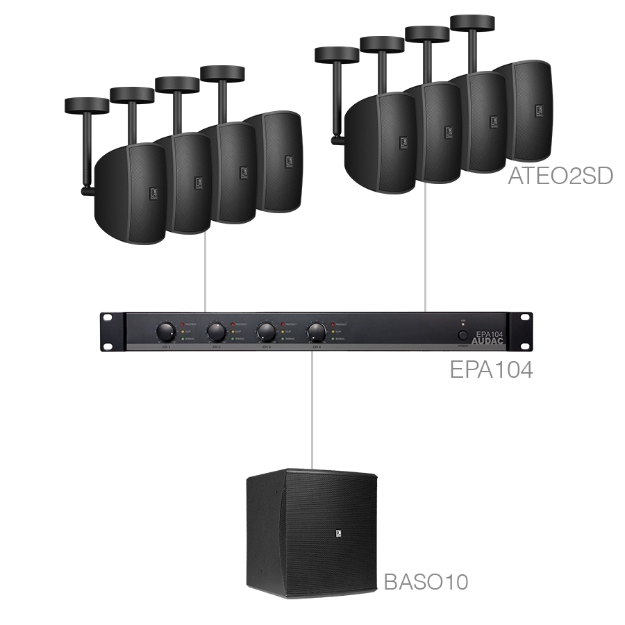 AUDAC - SUBLI2.9EC/B - 8 x ATEO2SD + BASO10 + EPA104 - Black