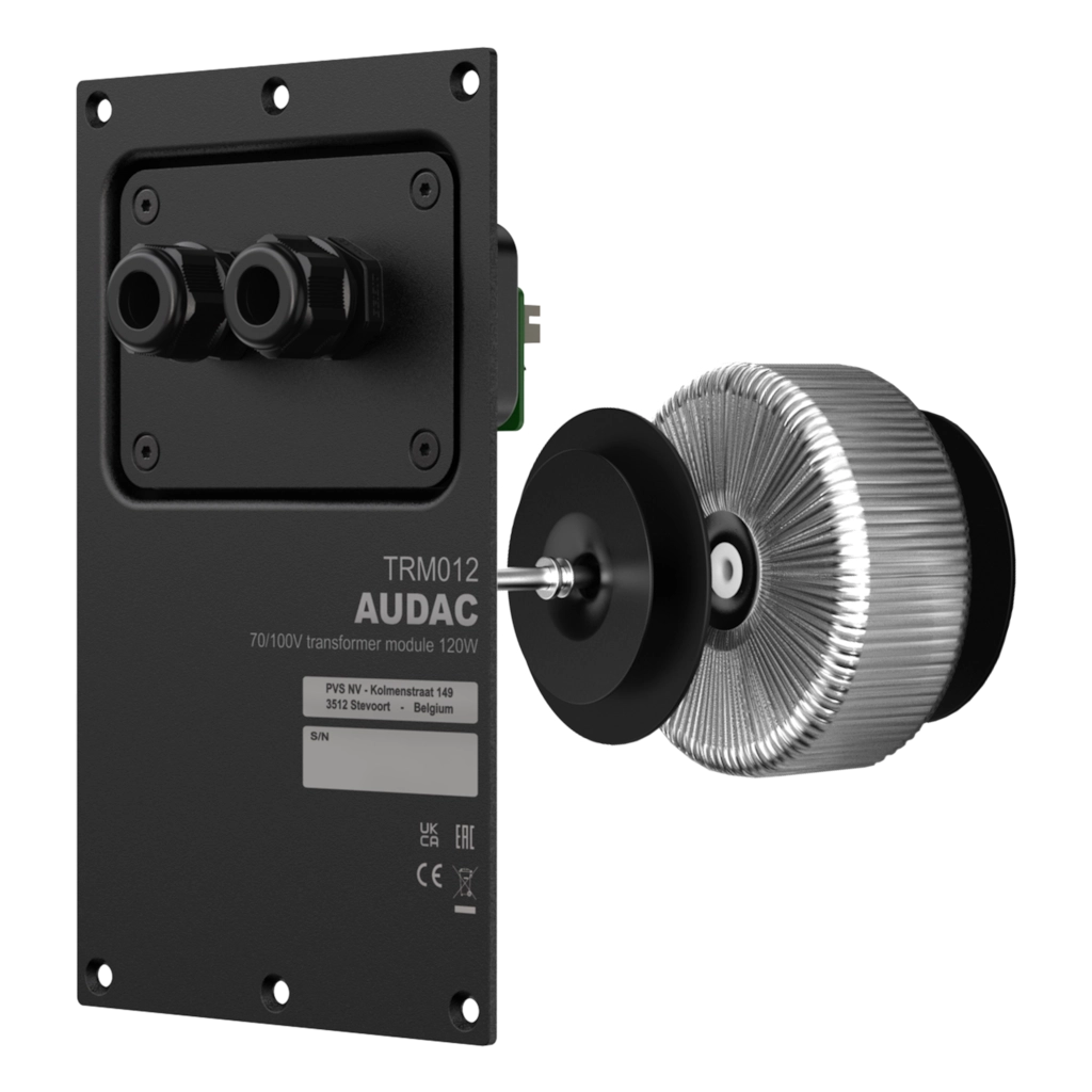 AUDAC - TRM012/B - 70/100V transformer module for VEXO106, VEXO108, VEXO206 or VEXO208 - 120W & 60W power taps - Black version