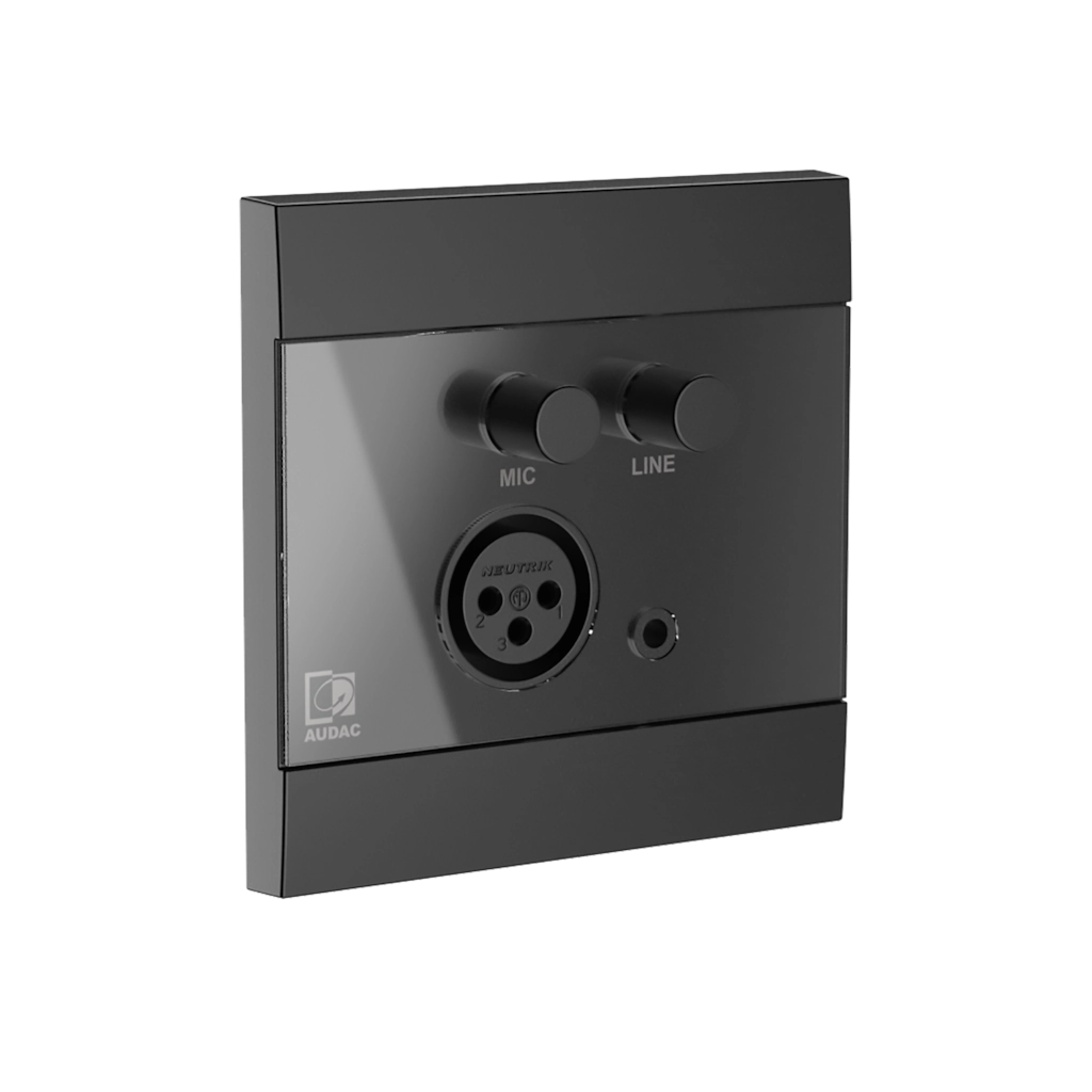 AUDAC - WP205/B - ARES5A wall panel - Microphone & line input - 80 x 80 mm - Black version