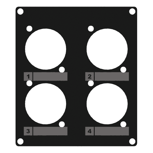 CAYMON - CASY203/B - CASY 2 space cover plate - 4x D-size holes - Black version