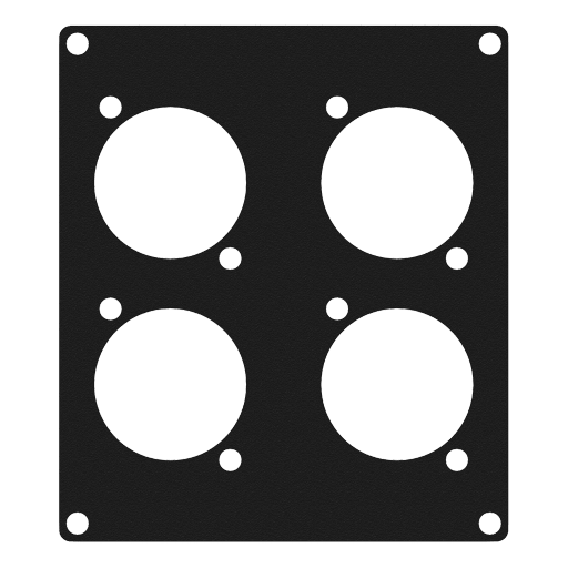 CAYMON - CASY203A/B - CASY 2 space aluminum cover plate - 4x D-size holes - Black version