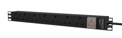 CAYMON - PSR107UKS/B - 19" power distribution unit - 7x UK sockets + front switch - Black version