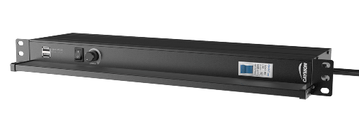 CAYMON - PSR428UK/B - 19" power distribution - 8 x UK sockets - Light/USB/Fuse - Black version