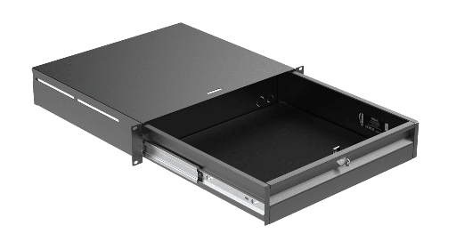 CAYMON - RD220L/B - 19" rack drawer - 2 unit - Black version - With lock