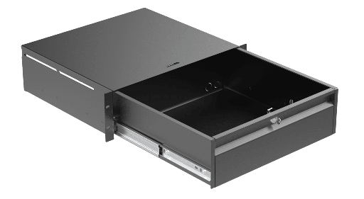 CAYMON - RD320L/B - 19" rack drawer - 3 unit - Black version - With lock