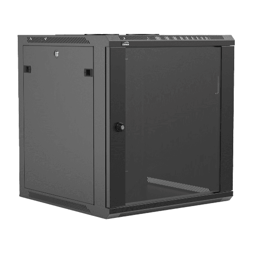 CAYMON - WPR612R/B - 19” wall mount rack - 12 units - 600mm depth - Removable back - Black version