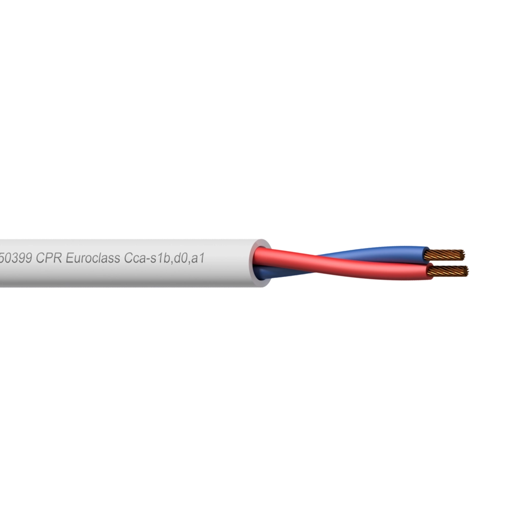 PROCAB-avit - CLS215W-CCA/1 - Loudspeaker cable - 2 x 1.5 mm² - 16 AWG -  EN50399 CPR Euroclass Cca-s1b,d0,a1 - 100 m wooden reel - White