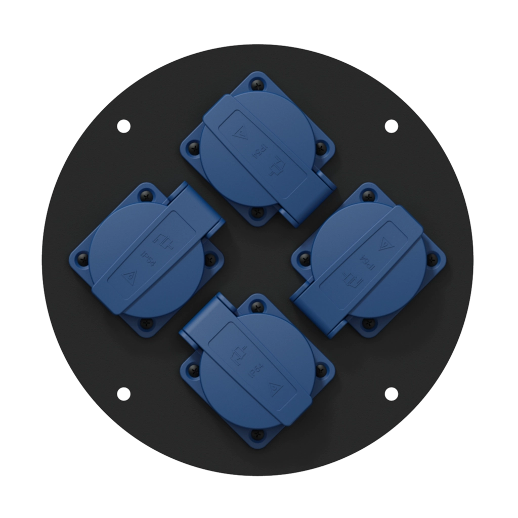 PROCAB-rental - CRP244G - Center connection plate 185 mm  4 x schuko - IP44 - German connectors