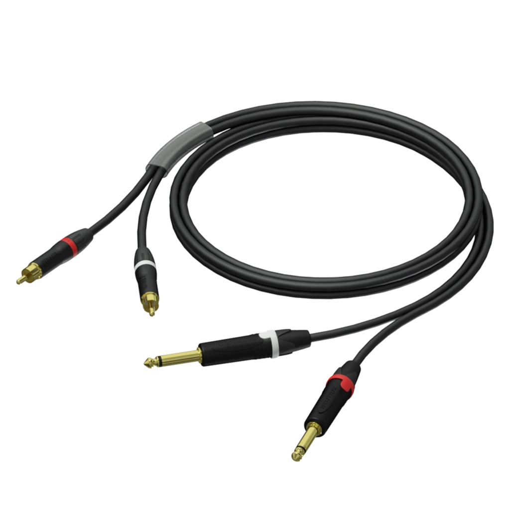PROCAB-rental - PRA631/3 - 2 x 6.3 mm Jack male mono - 2 x RCA/Cinch male - UltraFlex™ - 3 meter