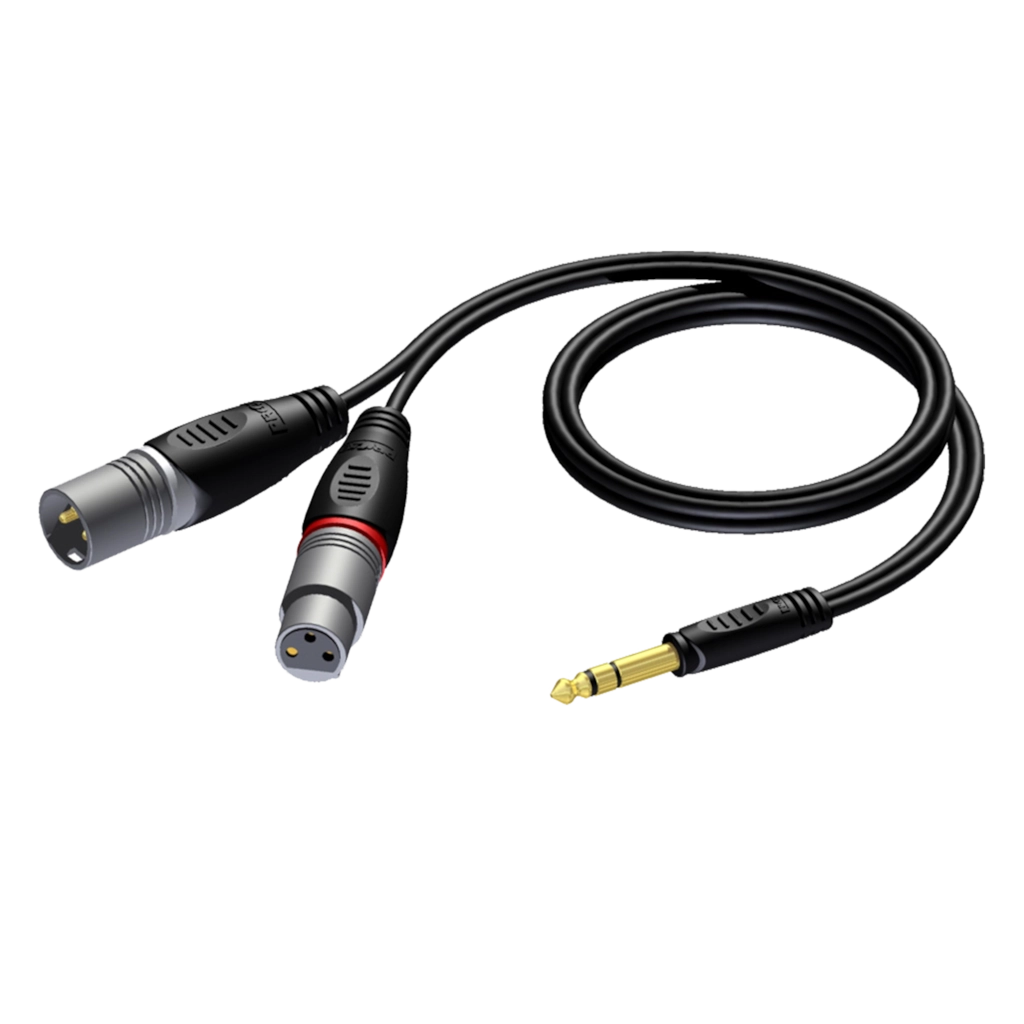PROCAB-rental - REF709/3-H - 6.3 mm Jack male stereo - XLR male & XLR female - 3 meter - hanger