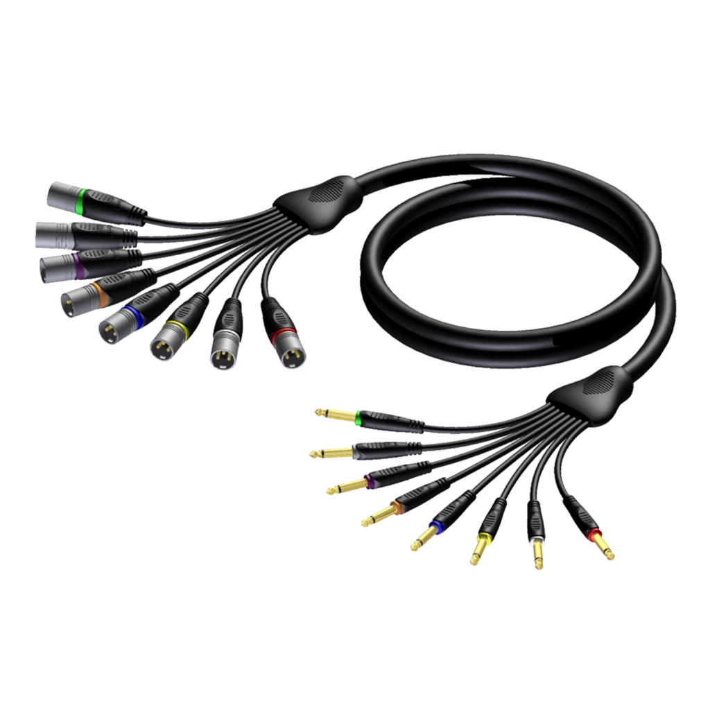 PROCAB-rental - REF8027/5-H - Multi core cable - 8 x XLR male - 6.3 mm Jack male mono - 5 meter - hanger