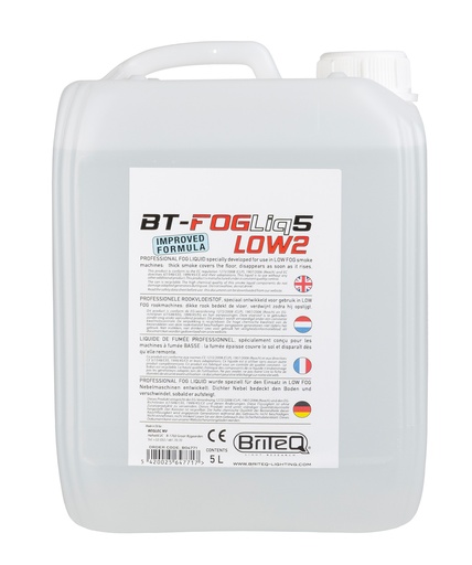 BRITEQ - BT-FOGLIQ5 LOW2 - This new and greatly improved smoke liquid is designed specifically for use in LOW FOG smoke machines