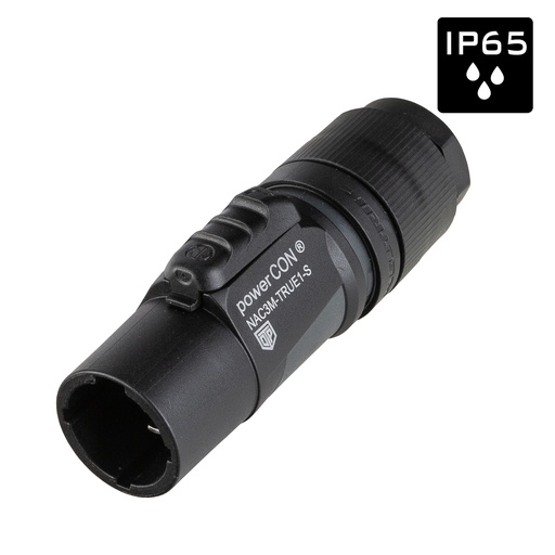 NEUTRIK - NAC3M-TRUE1-S - Neutrik PowerCON TRUE1 locking male cable connector with power-out and screw terminals for cable diameters from 6 to 12mm (IP65)
