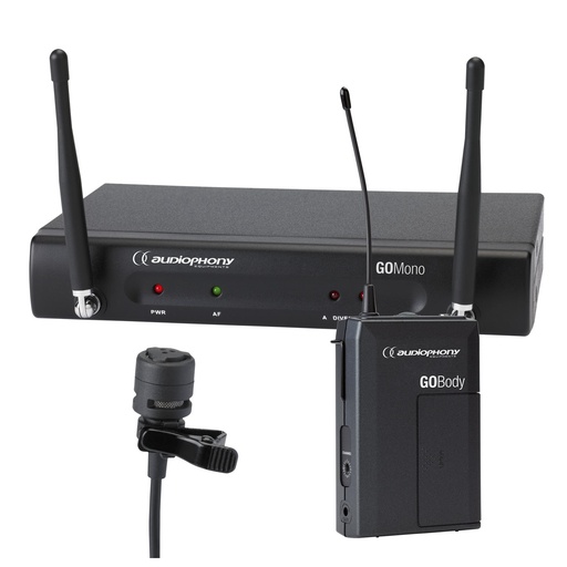 AUDIOPHONY - Pack GO-Lava-F6 - 1 GOMono receiver + 1 GOBody bodypack transmitter + 1 GOLava Lavalier microphone - 600MHz