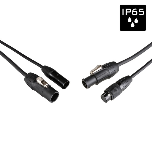 HILEC - PCT1-HYBRID-XLR5-5M - Outdoor DMX + Power Combi Cable with Seetronic IP65 5-Pin XLR and PowerCON TRUE1-compatible connectors - Length 5m