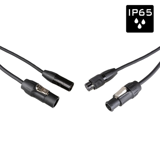 HILEC - PCT1-HYBRID-XLR3-5M - Outdoor DMX + Power Combi Cable with Seetronic IP65 3-Pin XLR and PowerCON TRUE1-compatible connectors - Length 5m