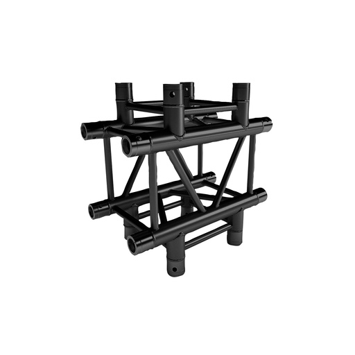CONTESTAGE - QUATRO-A04 blk - TRUSS Quatro aluminium corner 290 - heavy duty - 4 directions 90° - black - Connection kits included