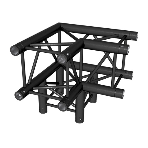 CONTESTAGE - QUATRO-A02 blk - Quatro aluminium corner 290 - heavy duty - 3 directions 90° - Connection kits included - Black