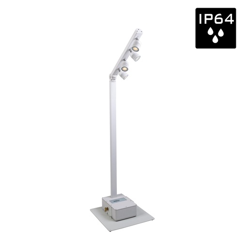 BRITEQ - BTI-AKKUPOLE WHITE - Stylish IP64 OUTDOOR battery-powered 4x 5Watt LED-lighting pole with wireless DMX, perfect to light up garden parties, buffets, presentation counters, etc.