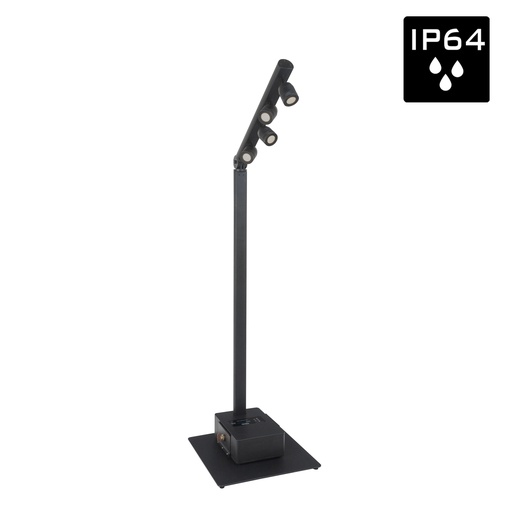 BRITEQ - BTI-AKKUPOLE BLACK - Stylish IP64 OUTDOOR battery-powered 4x 5Watt LED-lighting pole with wireless DMX, perfect to light up garden parties, buffets, presentation counters, etc.