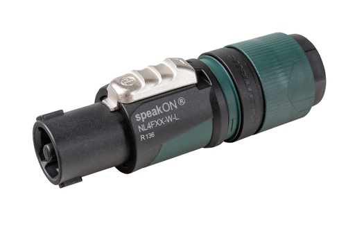 NEUTRIK - NL4FXX-W-L - Neutrik 4-pole speakON cable connector, screw terminal assembly, chuck type strain relief for cable diameters 10 to 16 mm