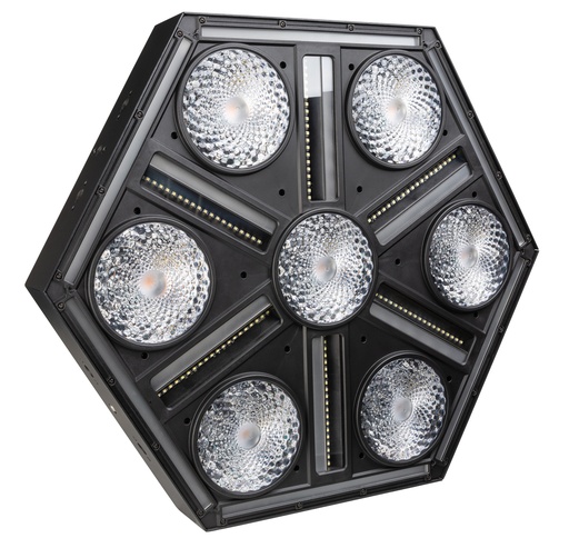 BRITEQ - BTX-SKYRAN - Impressive hexagonal eye candy multi effect fixture, combining powerful blinders with pixel-controlled strobe and RGB-lines to create amazing effects. Developed for use on concert stages, TV-studios,…