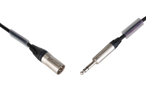 HILEC - AUD-3PM-JSM-1M5 - EURO PRO-SERIES: Balanced Audio cable 3pin XLR Male – Jack Stereo Male with Neutrik® connectors, L=1.5m 