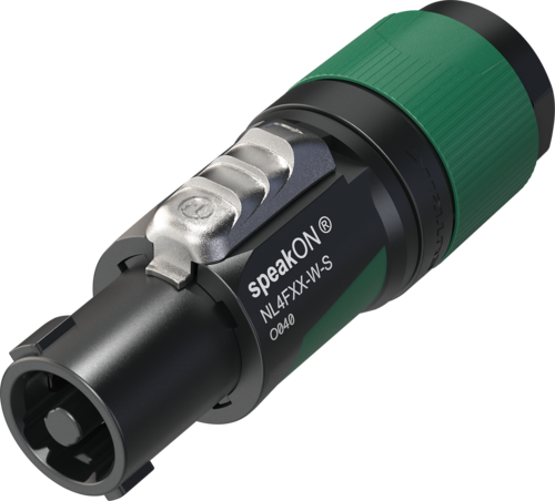 NEUTRIK - NL4FXX-W-S - Neutrik 4-pole speakON cable connector, screw terminal assembly, chuck type strain relief for cable diameters 6 to 12 mm
