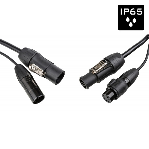 HILEC - PCT1-COMBI-XLR5-3M - IP65 Outdoor combi cable with Seetronic XLR 5pin and True1 compatible connectors - Length 3m