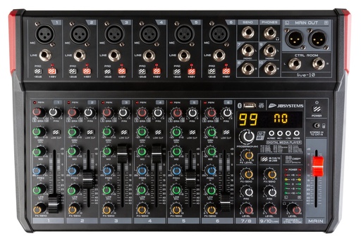 JB SYSTEMS - LIVE-10 - Versatile PA mixer in a handy compact format, 10 inputs / 8 channels