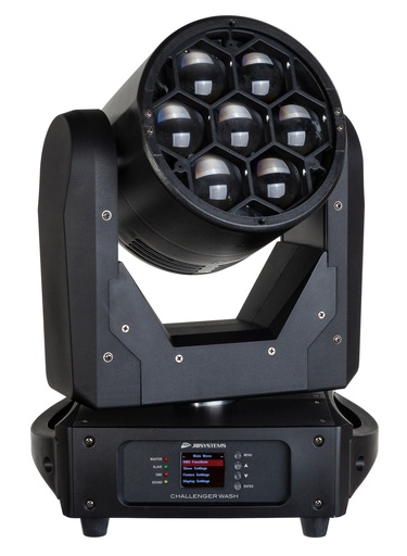 JB SYSTEMS - CHALLENGER WASH - Powerful, yet budget friendly 7x40W moving wash with pixel mapping and motorized zoom!  Ideal for DJ’s, smaller theatres and rental companies