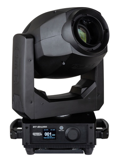 BRITEQ - BT-SHARK - Very compact but extremely bright 200W LED-moving head with motorized (auto) focus and zoom for clubs and rental! <br> W-DMX option available.