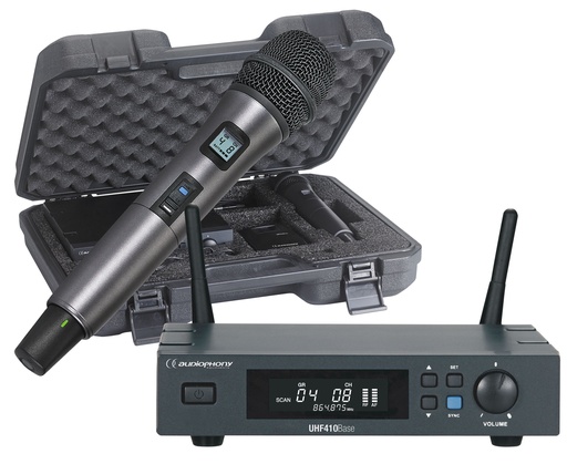 AUDIOPHONY - PACK-UHF410-Hand-F5 - UHF receiver pack with hand microphone and case - 500MHz range