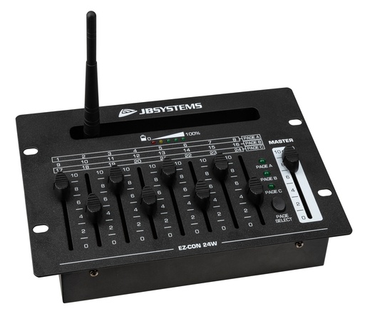 JB SYSTEMS - EZ-CON 24W - Compact yet versatile, user friendly controller with wireless DMX and battery with 24 DMX channels and 10 hours of autonomy
<p hidden>akku accu</p>
