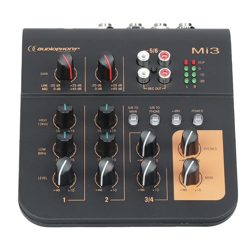 AUDIOPHONY - Mi3 - 3 channel mixer 2 microphones and 1 stereo