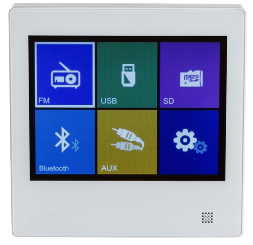 AUDIOPHONY PA - WALLAMPtouch - 2x10W wall amplifier with SD, USB, BLUETOOTH, Radio, AUX  touch screen