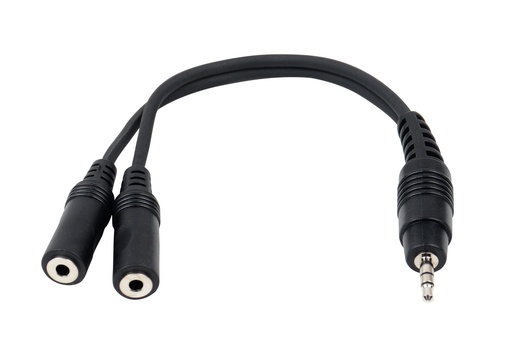 HILEC - ADAPT2020 - 1x male stereo 3.5 jack / 2x 3.5 stereo female jack - Black