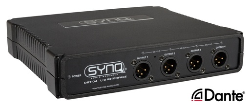 SYNQ - DBT-04 - Premium quality analog / DANTE® network audio bridge with AES67 support for touring applications with 4 analog outputs