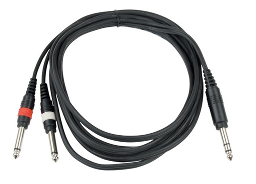 HILEC - CL-36/3 - 1x Male stereo 6.35 Jack / 2x Male mono 6.35 Jack line cable - 3m