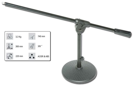 HILEC - TMIC-20 - Microphone table stand with heavy base - Height 30cm