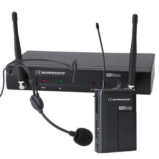 AUDIOPHONY - Pack GO-Head-F8 - 1 GOMono receiver + 1 GOBody bodypack transmitter + 1 headband GOHead microphone - 800MHz