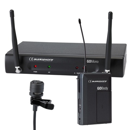 AUDIOPHONY - Pack GO-Lava-F8 - 1 GOMono receiver + 1 GOBody bodypack transmitter + 1 GOLava Lavalier microphone - 800MHz