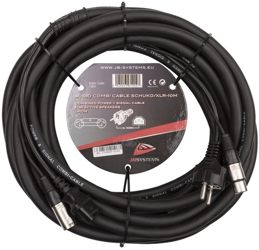 HILEC - AUDIO COMBI CABLE SCHUKO/XLR-10M - Power and signal combined in one 10m cable : Schuko, IEC and 3pin XLR