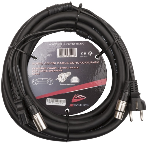 HILEC - AUDIO COMBI CABLE SCHUKO/XLR-5M - Power and signal combined in one 5m cable : Schuko, IEC and 3pin XLR