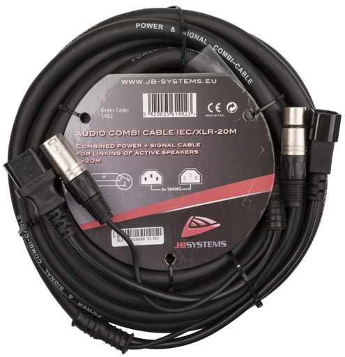 HILEC - AUDIO COMBI CABLE IEC/XLR-20M - Combicable with IEC power and 3pin XLR connectors - 20m