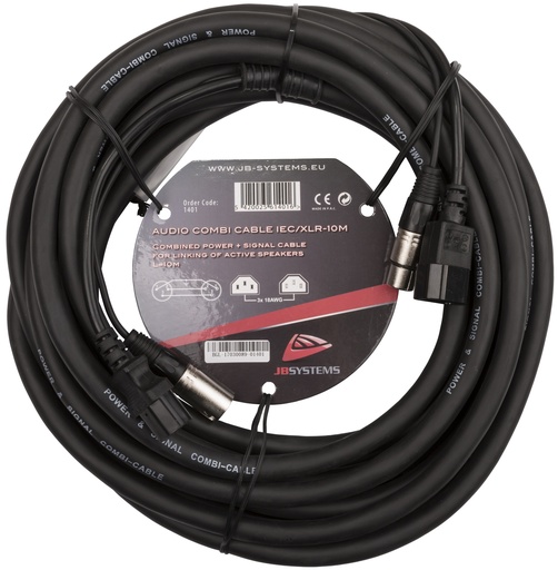 HILEC - AUDIO COMBI CABLE IEC/XLR-10M - Combicable with IEC power and 3pin XLR connectors - 10m