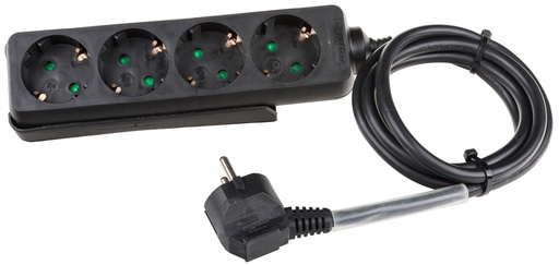 HILEC - MULTISOCKET4-G - Power distribution box with 4 sockets with mounting slider and transparent heat shrink for custom labels