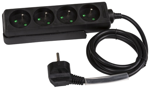 HILEC - MULTISOCKET4-F - Power distribution box with 4 sockets with mounting slider and transparent heat shrink for custom labels
