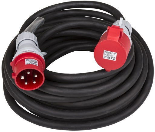 HILEC - CEE-CABLE-32A-5G6-20M - 5-pole CEE power extension cable with transparent heat shrink for custom labels