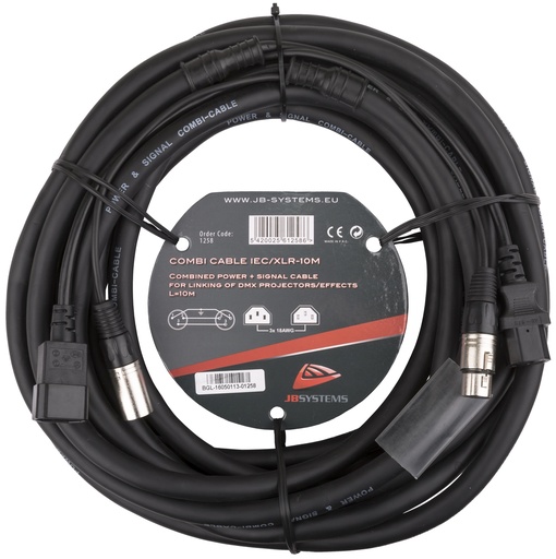 HILEC - COMBI CABLE IEC/XLR 10M - Power IEC + 3pin DMX cable 10m